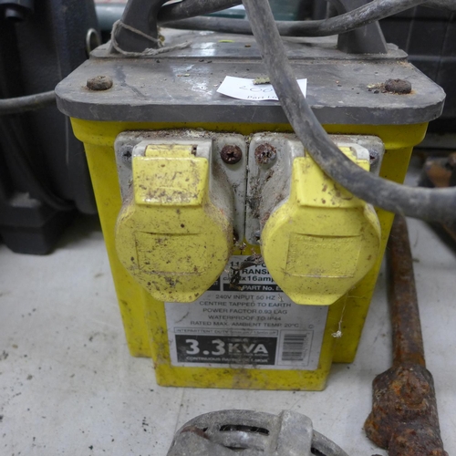 2002 - Defender 110v transformer-splitter and  110v Kango 627 breaker with bit - both failed electrical saf... 