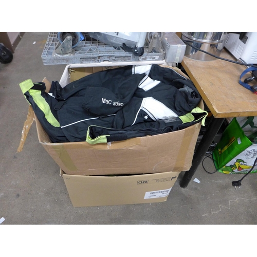 2113 - Three boxes of biker jackets and trousers