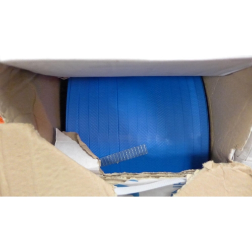 2143 - 2 Boxes of blue plastic strapping, 12mm