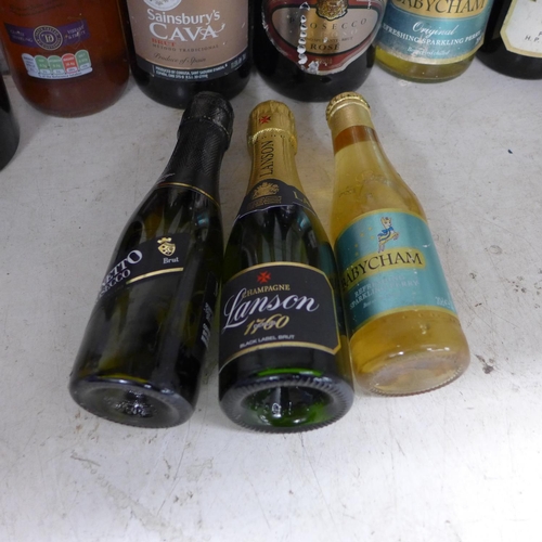 2228 - Box of white wine, Babycham, etc. (10 bottles in total)