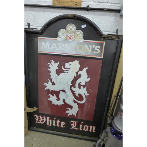 2306 - 4ft tall Marston's White Lion A-board pub sign