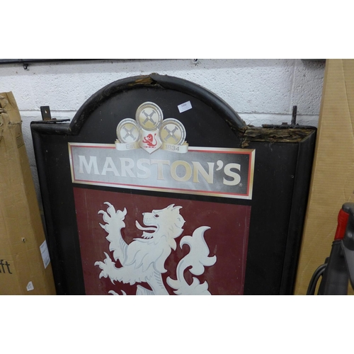 2306 - 4ft tall Marston's White Lion A-board pub sign