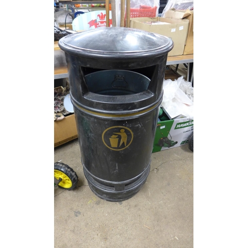 2358 - Approx 4ft/full size black waste rubbish bin