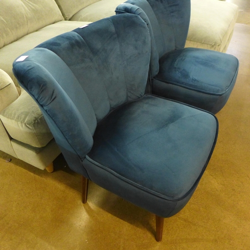 1303 - A deep blue velvet side chair