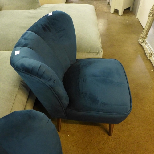 1304 - A deep blue velvet side chair