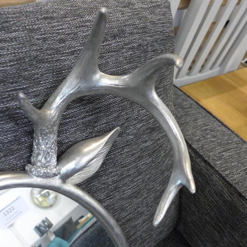 1322 - A silver antler mirror