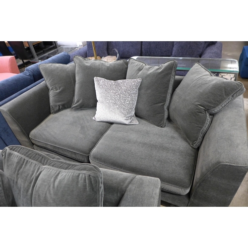 1423 - An ash velvet two and three seater sofa