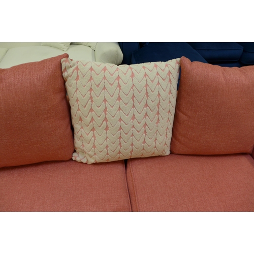 1426 - A coral pink L shaped sofa - marked