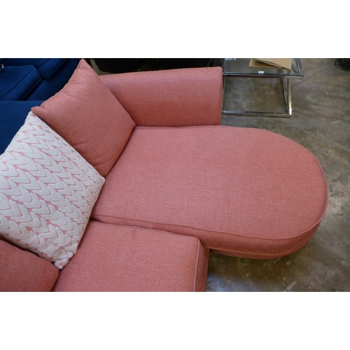 1426 - A coral pink L shaped sofa - marked