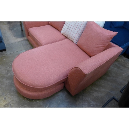 1426 - A coral pink L shaped sofa - marked