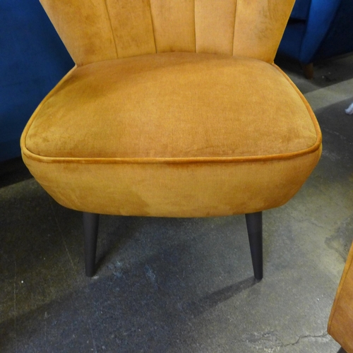 1488 - An ochre velvet side chair