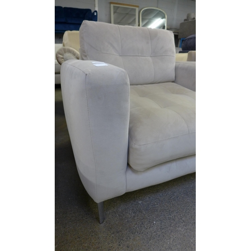 1492 - A grey velvet pinched back armchair