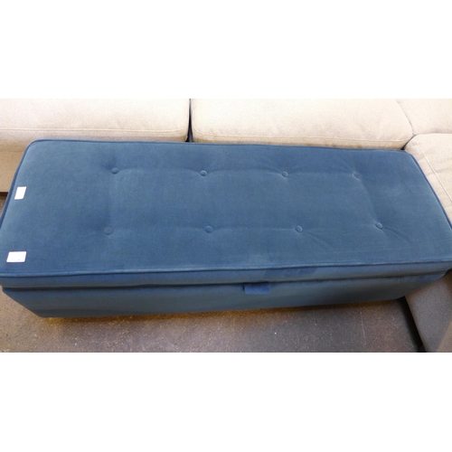 1497 - A deep blue velvet ottoman