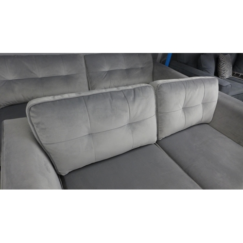 1509 - An aluminium velvet three and four seater sofa