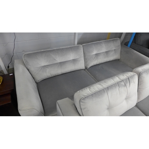 1509 - An aluminium velvet three and four seater sofa