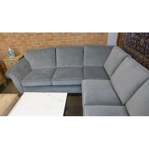 1535 - A grey velvet corner sofa