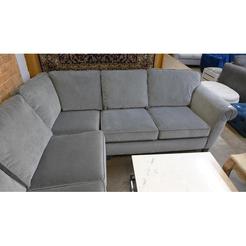 1535 - A grey velvet corner sofa