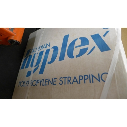 2143 - 2 Boxes of blue plastic strapping, 12mm