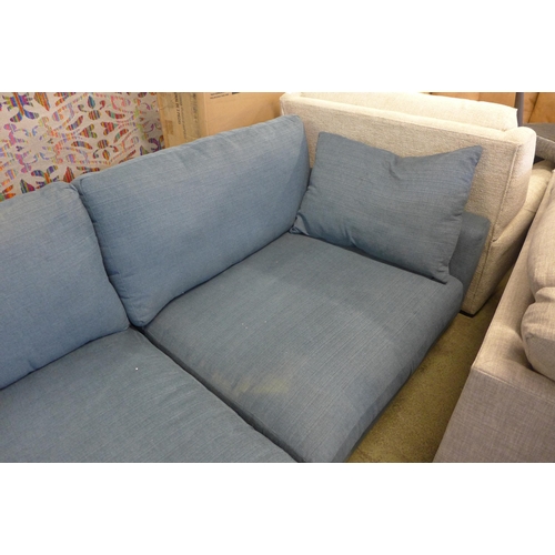 1597 - A petrol blue L shaped sofa