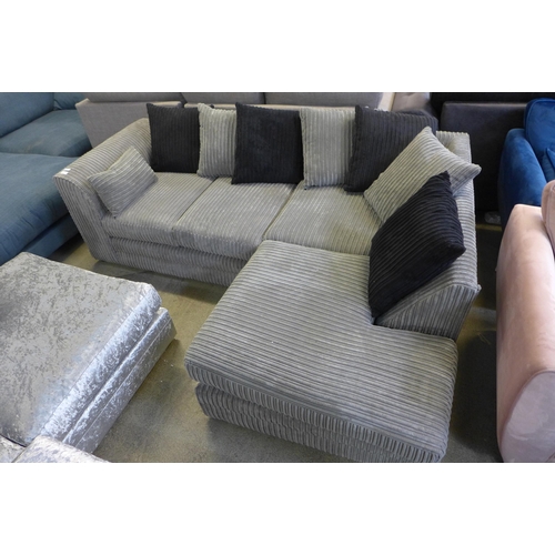 1598 - A grey corded corner sofa