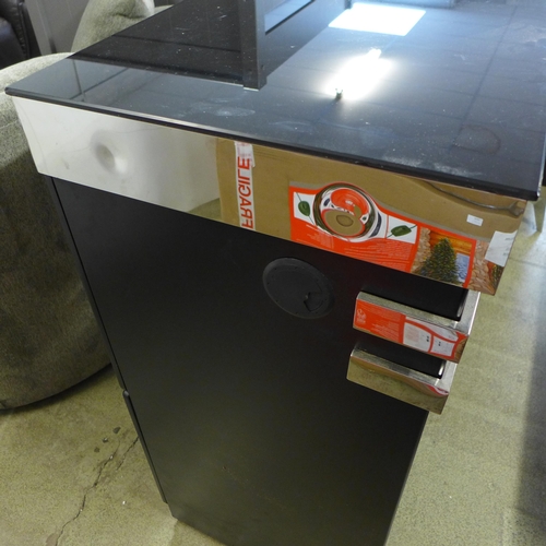 1635 - Black locking desk/DJ booth with mirrored top