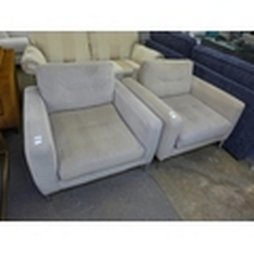 1493 - A grey velvet pinched back armchair