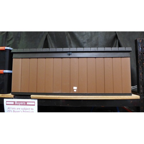 3465A - Brown and black plastic/wood effect Keter deck box