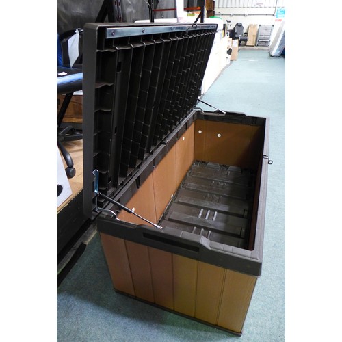 3465A - Brown and black plastic/wood effect Keter deck box