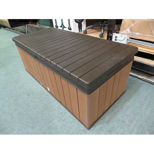 3465A - Brown and black plastic/wood effect Keter deck box