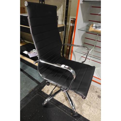 3008 - Black Pu and chrome effect Eames style swivel office chair