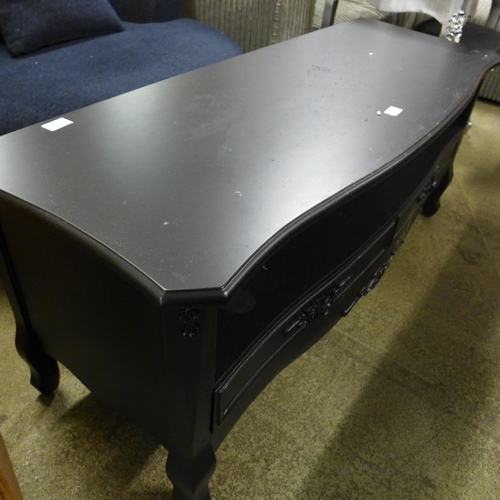 1627 - A black two drawer media unit