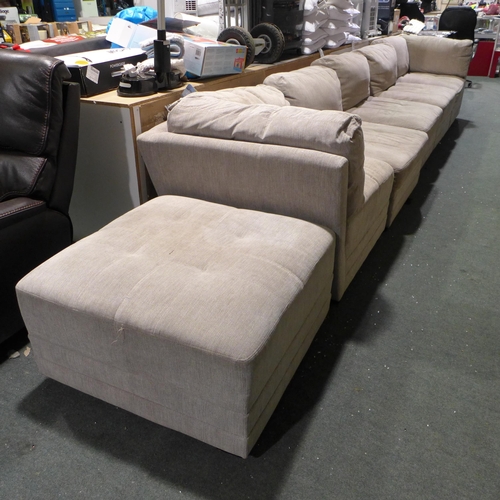 3046 - 6Pc Fabric Sectional Sofa inc Footstool, WORN/MARKED Original RRP - £799.99 +VAT (280 -458) *This lo... 