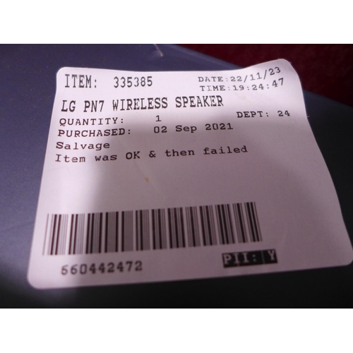 3083 - Lg Pn7 Wireless Speaker, Original RRP - £99.99 +VAT (280 -626) *This lot is subject to VAT