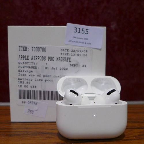 3155 - Apple Airpods Pro, Original RRP - £189.99 +VAT (280 -97) *This lot is subject to VAT