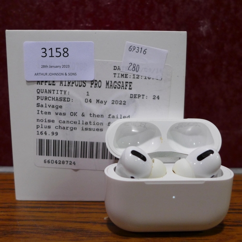 3158 - Apple Airpods Pro, Original RRP - £189.99 +VAT (280 -100) *This lot is subject to VAT