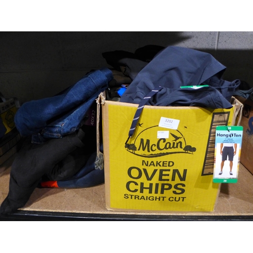 3202 - Box of mens smart trousers and jeans, mixed sizes, styles and colours  *This lot is subject to VAT