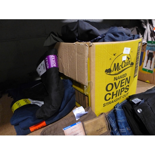 3202 - Box of mens smart trousers and jeans, mixed sizes, styles and colours  *This lot is subject to VAT