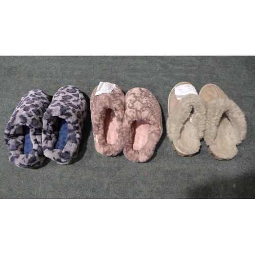 3226 - 3 pairs of ladies mule style slippers - 2 by Totes and 1  Shearling lined 