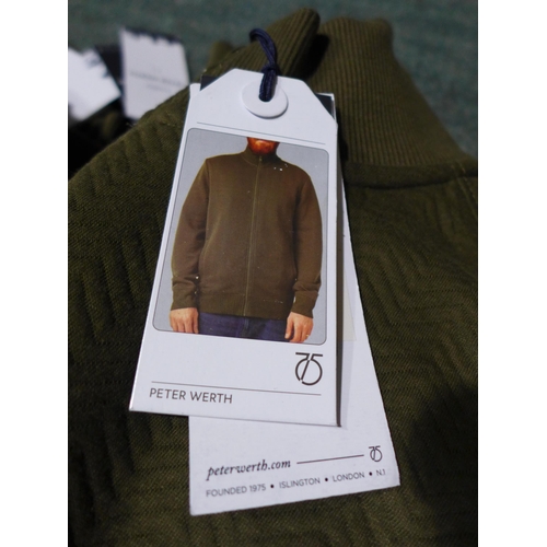 3245 - 7 mens green XL Peter Werth zip-up sweaters  *This lot is subject to VAT