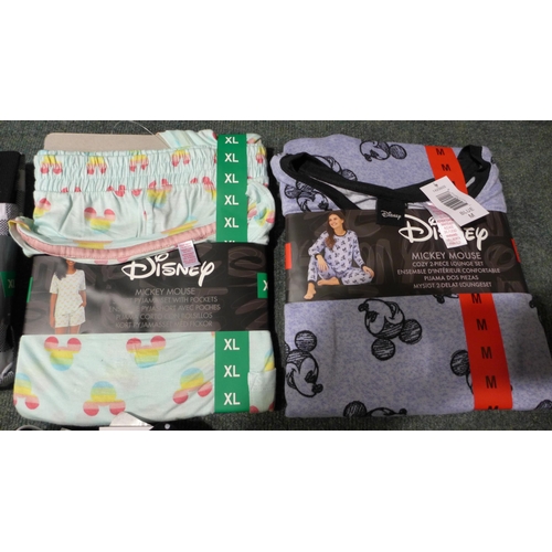 3253 - 4 sets of ladies branded pyjamas, including Disney, DKNY and Calvin Klein - mixed size  *This lot is... 