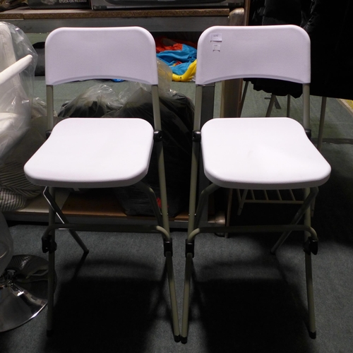 3272 - Pair of white plastic folding bar stools