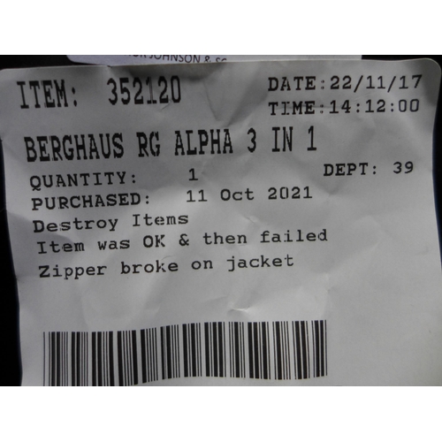 3283 - Men's black Berghaus XL 3 in 1 Alpha jacket  *This lot is subject to VAT