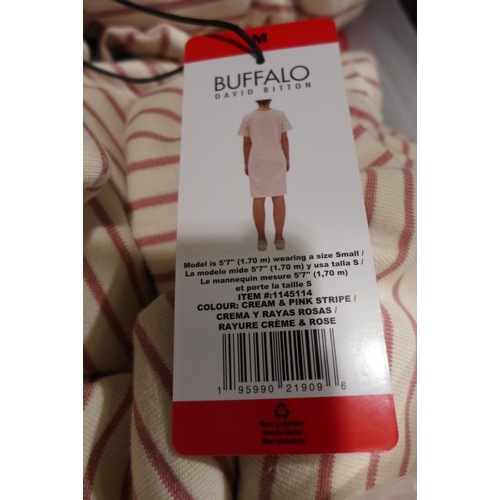 3324 - Bag of ladies Buffalo pink & cream, striped t-shirt dresses - mixed sizes  *This lot is subject to V... 