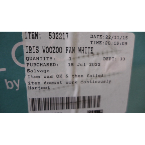 3367 - Iris Woozoo Fan Matt White With Remote, Original RRP - £43.99 +VAT (280 -229) *This lot is subject t... 