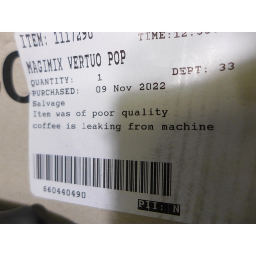 3378 - Magimix Vertuo Pop Coffee Machine, Original RRP - £68.99 +VAT (280 -234) *This lot is subject to VAT