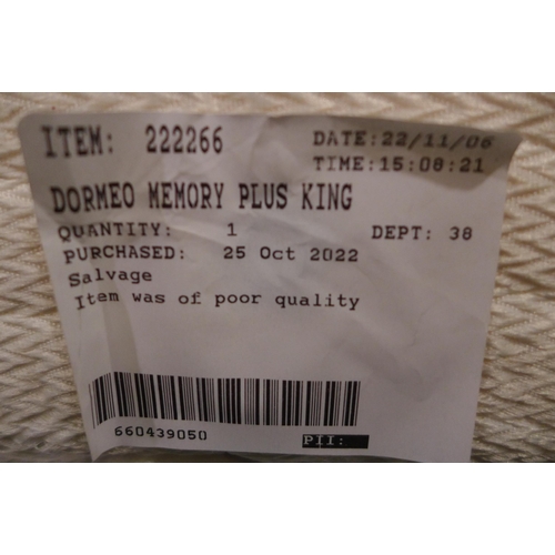 3458 - Dormeo Memory Plus King  Mattress, Original RRP - £229.99 +VAT (280 -371) *This lot is subject to VA... 