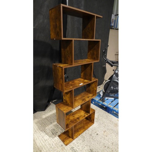 3440B - Modern geometric dark wood effect 6-cube room divider