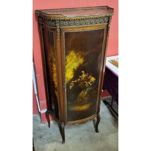 98 - A French Louis XV style mahogany and gilt metal mounted Vernis Martin vitrine