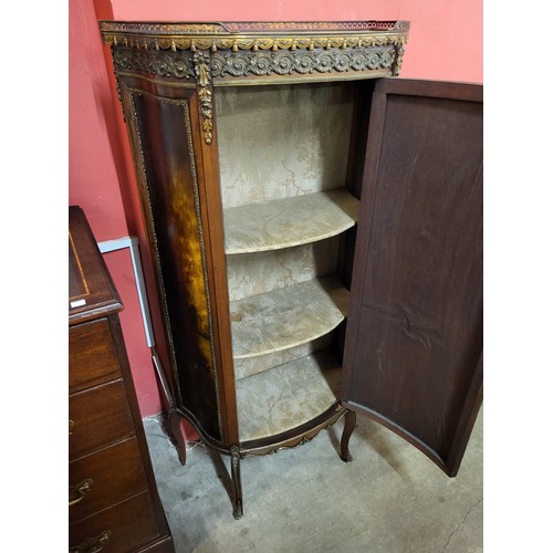 98 - A French Louis XV style mahogany and gilt metal mounted Vernis Martin vitrine