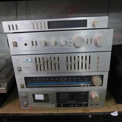 2294 - Pioneer retro stereo lot: brushed chrome hi-fi stack: amplifier SA420, digital audio timer DT510, gr... 